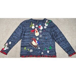 Reference Point New York Ramie/Cotton Sweater Appliques Embroidered Beaded Large